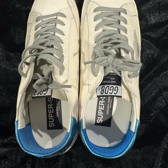 Superstar Cream and Blue Sneakers - Picture 1 of 4